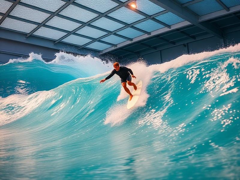 Surfeur sur une vague artificielle
